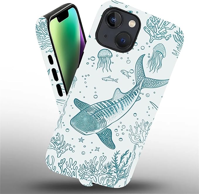 for iPhone 15 Plus Case, HH2 Ocean Whale Shark Hybrid 2 Layer Hard Shell - Image 2