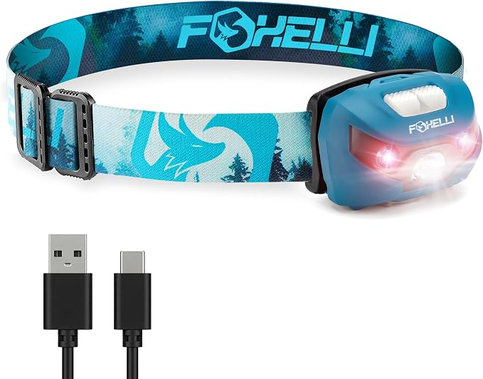 Foxelli USB-C Rechargeable LED Headlamp – Super Bright, Lightweight Head Lamp by FOXELLI