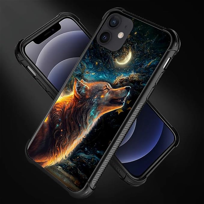 for iPhone 11 Case, Star Cave Hungry Wolf Pattern Graphic Design Girl Boy Soft - Image 3