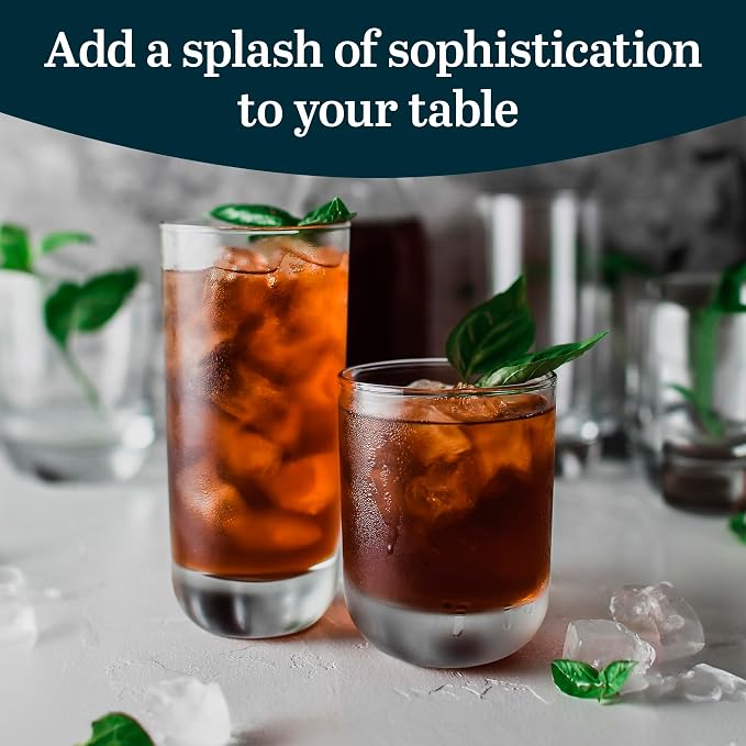Libbey Drinking Glasses Polaris Tumbler and Rocks Set of 16, Sturdy Drinkware - Image 5