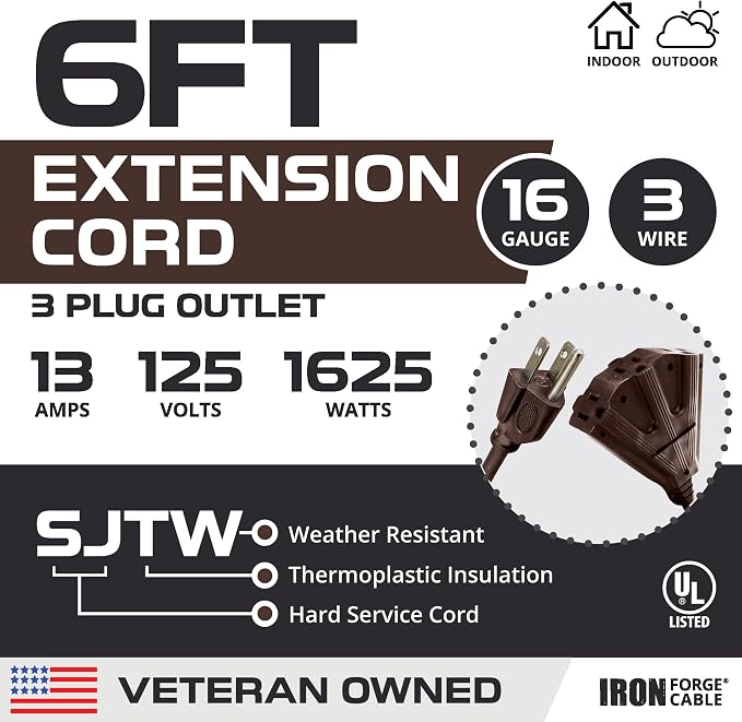 Iron Forge Cable 6ft Brown Outdoor Extension Cord - Image 2
