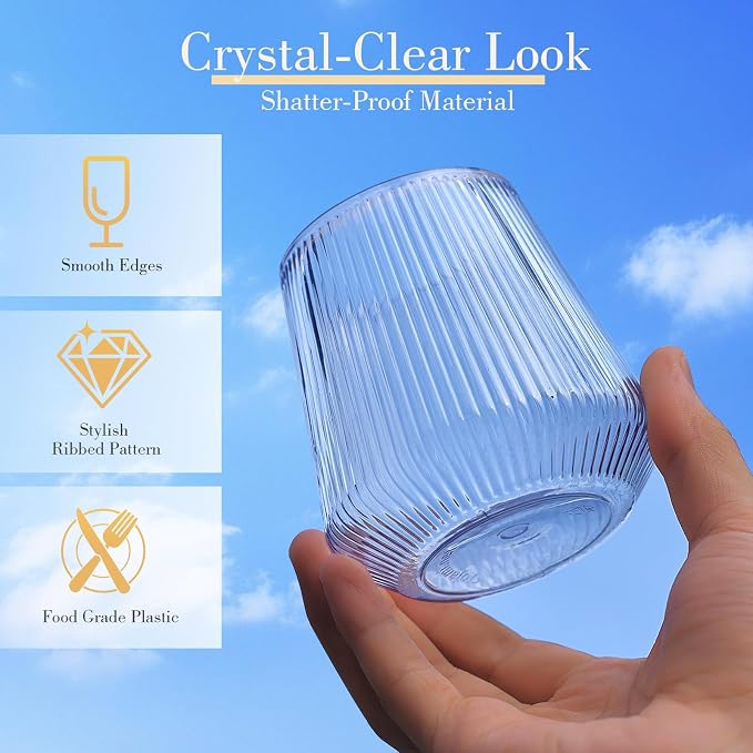 48 Pack Plastic Glasses – 24 x 9oz Stemless Champagne Flutes & 24 x 12oz - Image 3