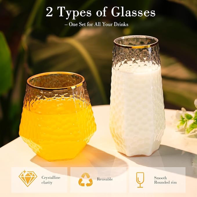 48 Pack Plastic Wine Glasses – 24 x 9oz Stemless Champagne Flutes & 24 x 12oz - Image 3