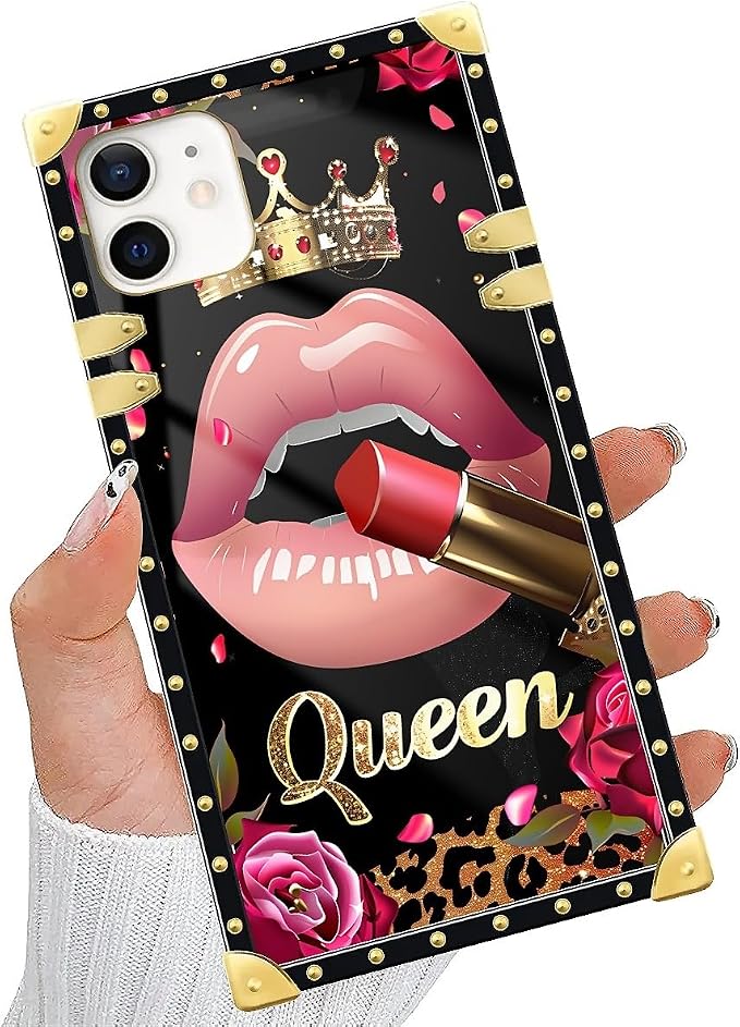 Compatible with iPhone 11 Case, Glitter Red Rose Queen Leopard Lipstick Luxury - Image 5