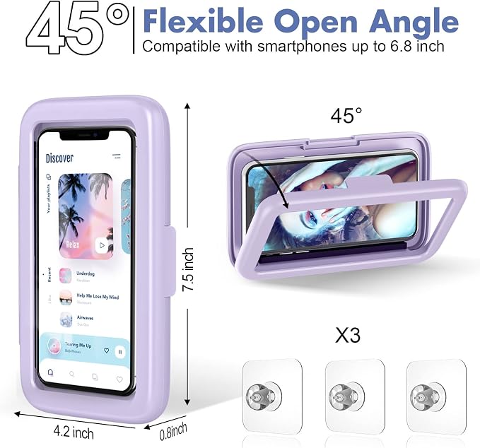 LC-dolida Shower Phone Holder Waterproof 480 Rotation Phone Stand Case Mount - Image 8