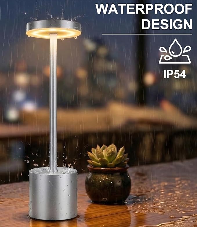 Silver Cordless Table Lamp Rechargeable - Image 8