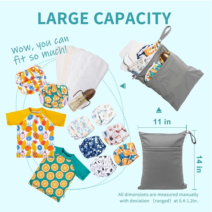 babygoal Wet Dry Bags for Baby Cloth Diapers, Washable Travel Bags, Gym Bag for - Image 5