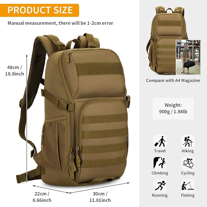 HUNTVP Tactical Backpack Military MOLLE Backpack Hunting Rucksack Gear Assault - Image 4