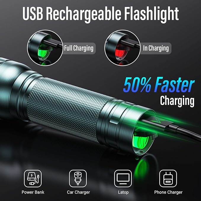 Rechargeable Flashlights High Lumens, G1000 Super Bright Flash Light 2 Pack - Image 3