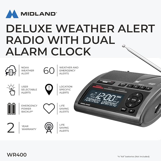 Midland - WR400 Weather Radio Deluxe - NOAA Emergency Alert Scanner – Home Use - Image 4