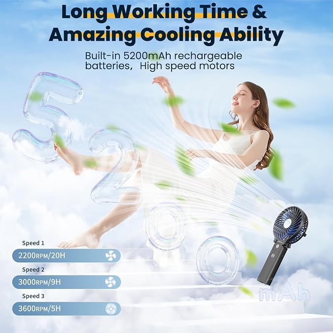 HandFan 5200mAh Portable Handheld Fan Rechargeable - Image 2