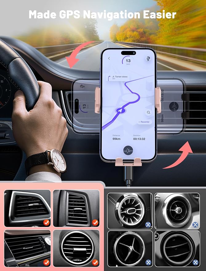 Wireless Car Charger, MOKPR Auto-Clamping Car Mount 15W/10W/7.5W Fast Charging - Image 3