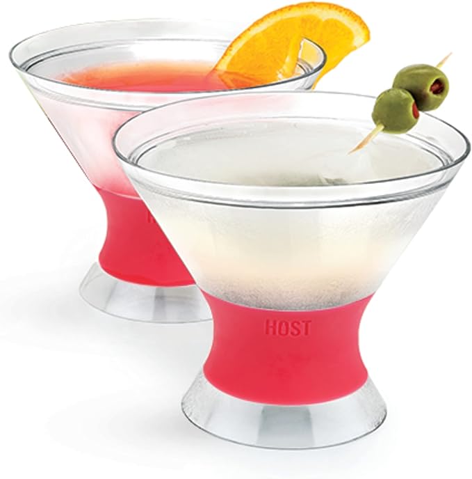 HOST Freeze Insulated Martini Cooling Cups, Plastic Freezer Gel Chiller Double by HOST