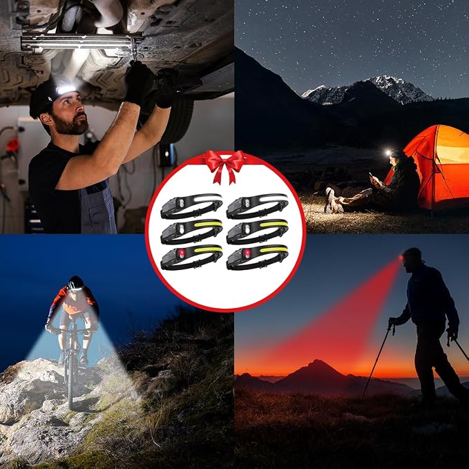 Headlamp Rechargeable 6Pack, 230° Wide Beam LED Headlamp, 7Mode Headlamps - Image 6