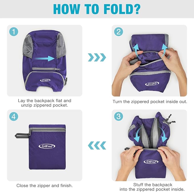 G4Free 11L Ultra Lightweight Backpack Small Foldable Rucksack Unisex Hiking Bag - Image 3