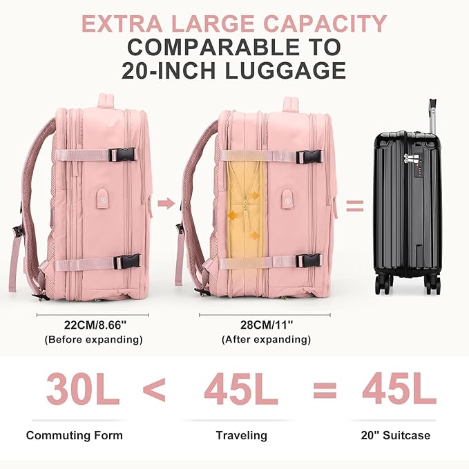 coowoz Large Travel Backpack For Women Men, Carry On Backpack, Hiking Backpack - Image 5