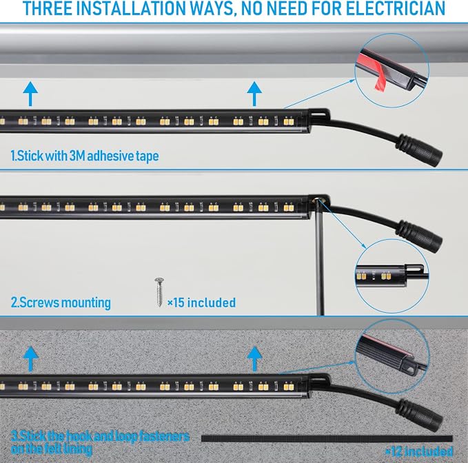 TORCHSTAR LED Safe Lighting Kit 3CCT, 12 Inch Linkable Light Bars, Motion Sensor - Image 6