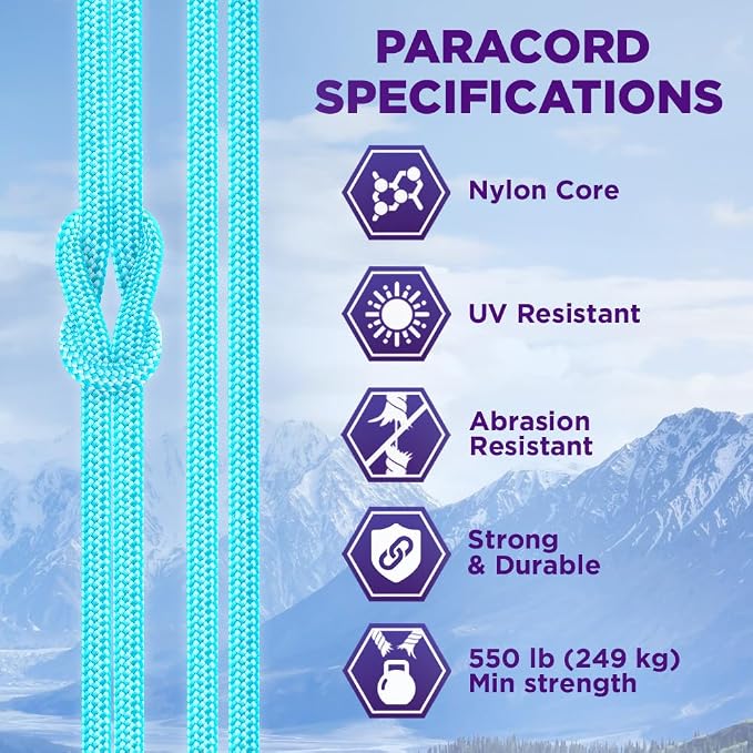 TECEUM Reflective Paracord Rope 1000 – 1000ft/200ft/100ft/50ft – 40+ Colors – - Image 4