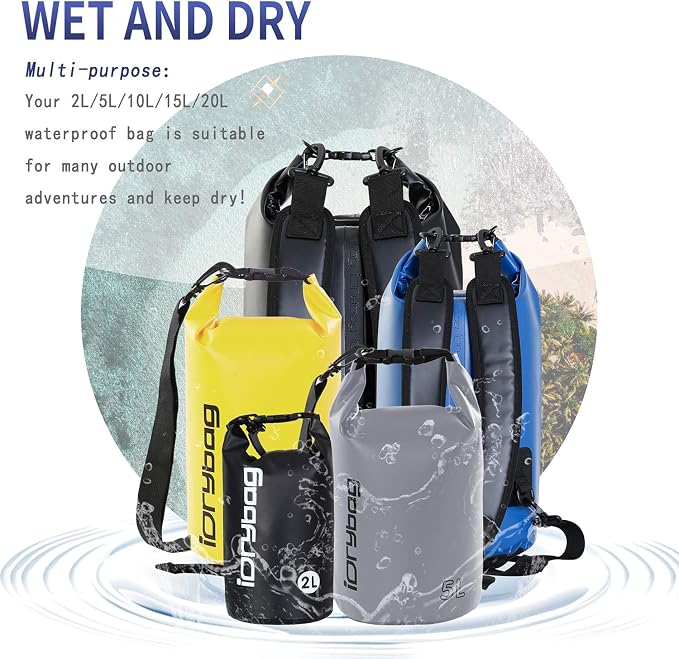 IDRYBAG Dry Bag for Kayaking Waterproof 2L/5L/10L/15L/20L, Small Dry Sack - Image 6