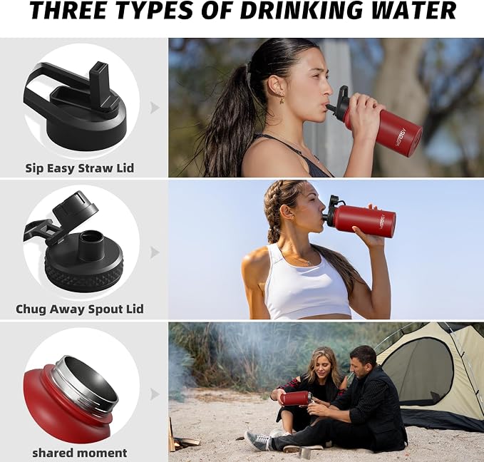 32oz Insulated Water Bottle, BPA Free&Leak Proof, Stainless Steel Water Flask - Image 3