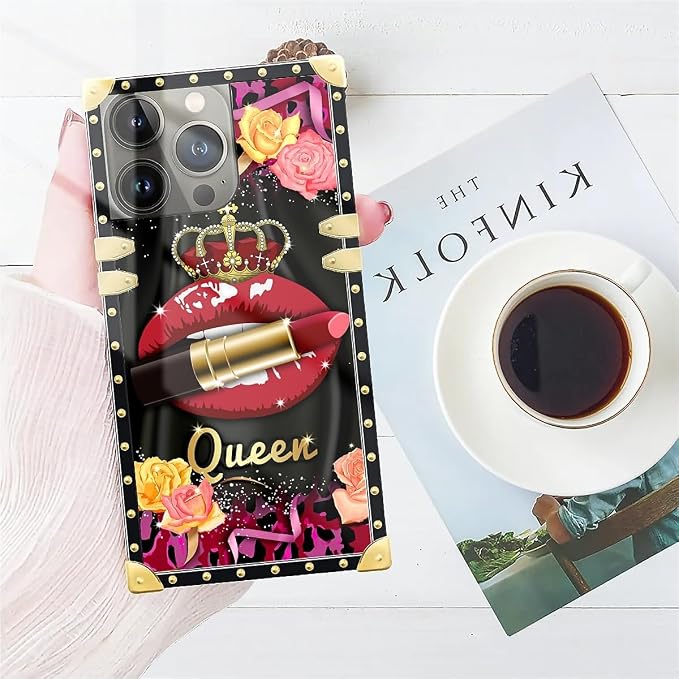Compatible with iPhone 14 Pro Case, Queen Lip Crown Leopard Print Luxury Golden - Image 7