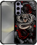 for Samsung Galaxy S24 S25 Case, Entwined Rose Snake Pattern Graphic Design by FKBRCL4U