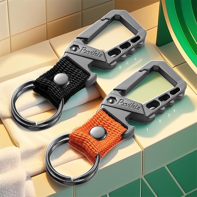 Metal heavy duty key chain carabiner clip bottle opener wrist lanyard ring car - Image 6