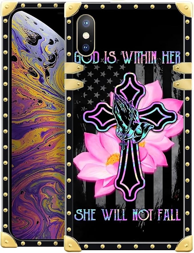 Compatible with iPhone Xs Max Case, Praying Cross Hands Luxury Golden Decoration by Unknown