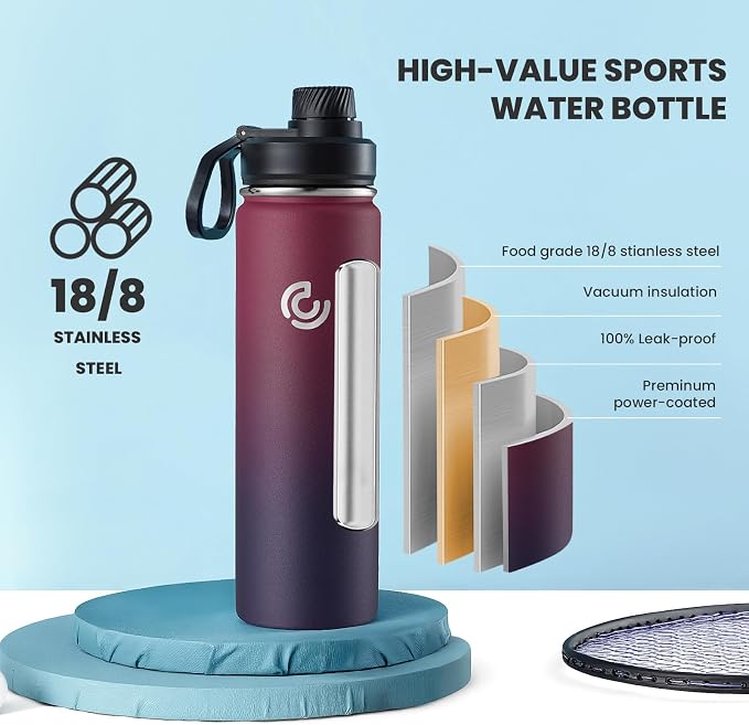 Sports Water Bottle 22oz, Insulated Water Bottle - Image 3