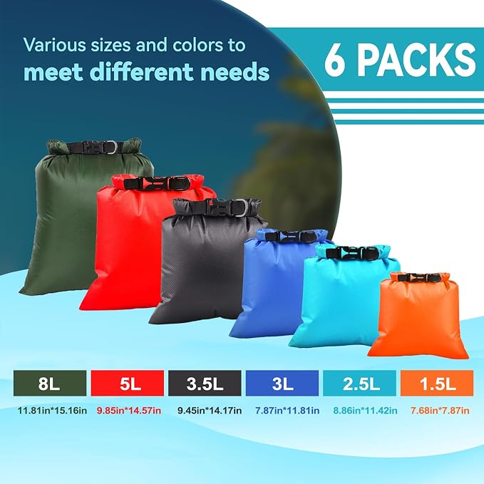 6PCS Dry Bags Waterproof, Lightweight Dry Bags - Image 2