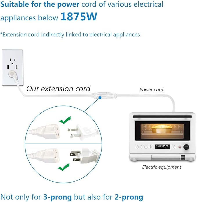 FIRMERST 1875W 15 Feet Extension Cord Heavy Duty 14 AWG Low Profile 15A W - Image 7