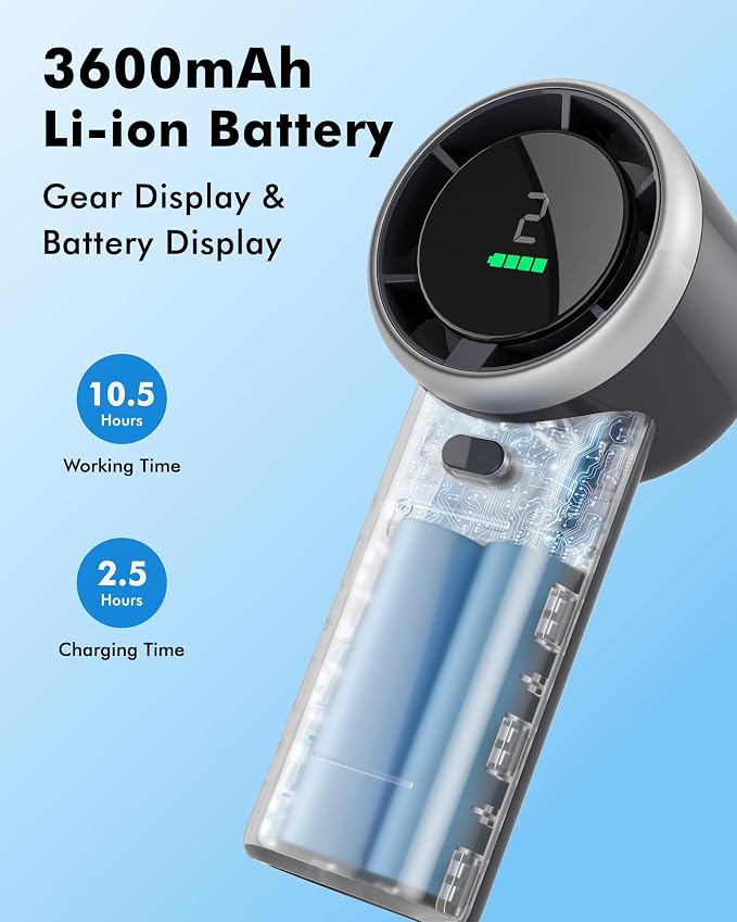 WHATOOK Portable Handheld Mini Fan: High Speed Cooling Fan, 10 Hours Battery - Image 4