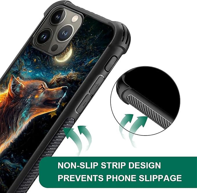 for iPhone 15 Pro Case, Star Cave Hungry Wolf Pattern Graphic Design Girl Boy - Image 6