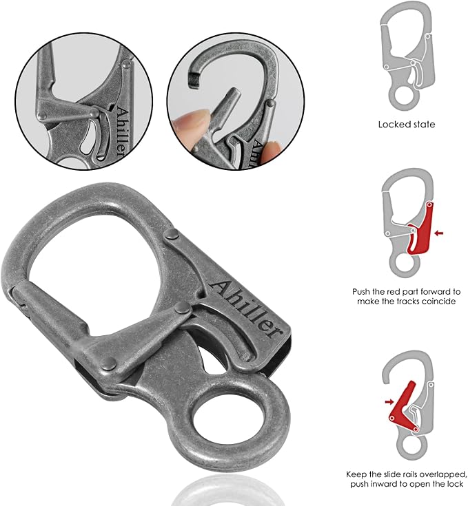 Ahiller Carabiner Clip, Double Anti-Misopening Locking Design, Key Ring Clip - Image 4