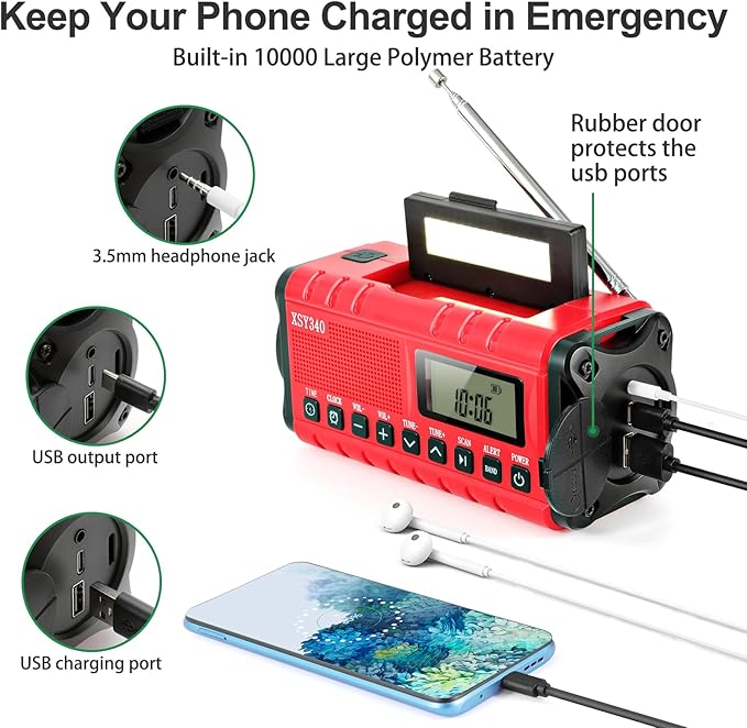 Emergency Weather Radio 10000mAh, Portable Radio - Image 3