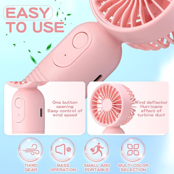 Rossesay 6 Pcs Mini Portable Fan Bulk Cute Handheld Lightweight Small Little - Image 3