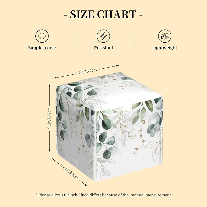 Tissue Box Cover Square, Eucalyptus Leaves Leaf Tissue Box Holder Waterproof - Image 2
