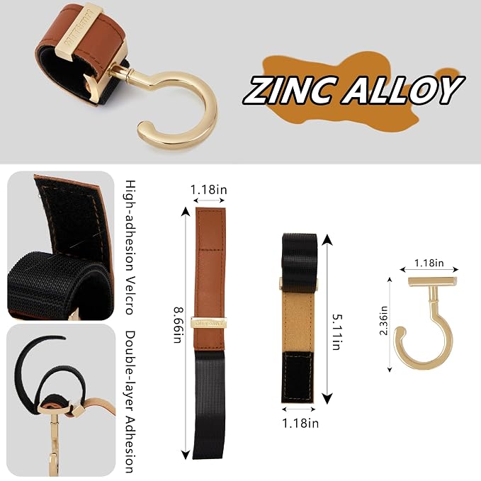 2 Pack Stroller Hooks, Strong Synthetic Leather Hook-and-Loop - Image 3