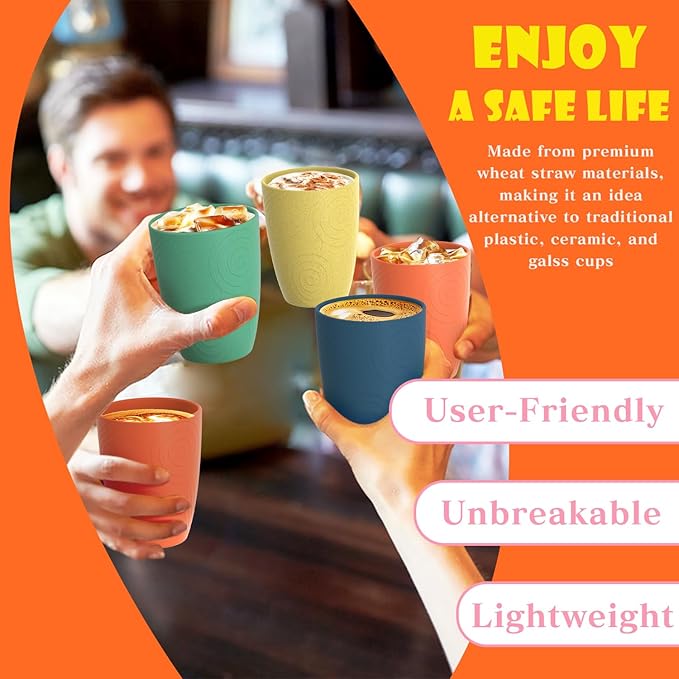Homienly Plastic Cups Alternative Wheat Straw Drinking Glasses 4-Pack | 12 oz - Image 5