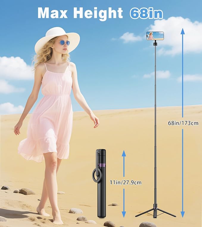 TONEOF 68" Magnetic Selfie Stick Tripod - Image 6