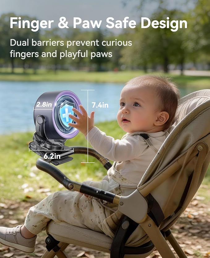KIMMOO 4000mAh Rechargeable Portable Clip on Fan-100-Speed Touch Control - Image 8