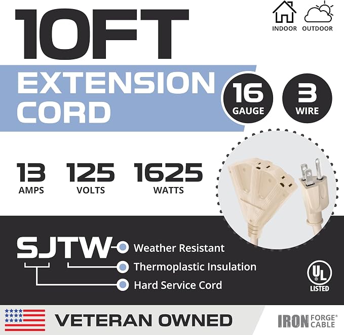 Iron Forge Cable Weatherproof 10 Ft Outdoor Extension Cord - Image 2