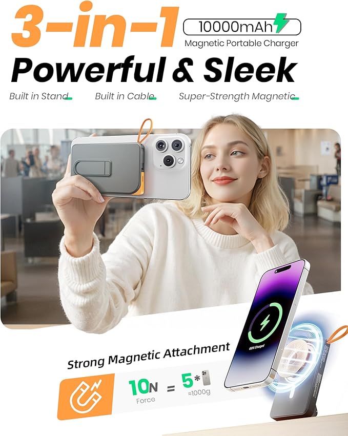 for Magsafe Portable Charger, 3-in-1 Magnetic Power Bank - Image 2