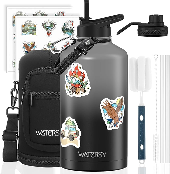 87oz Insulated Water Bottle, BPA Free&Leak Proof, 1.5 Gallon Stainless Steel by Watersy