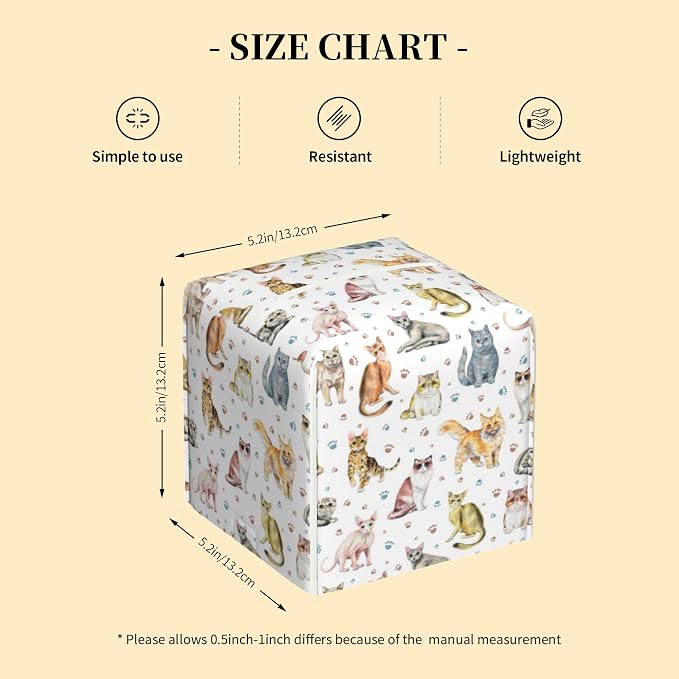 Tissue Box Cover Square, Cute Cats and Paw Tissue Box Holder Waterproof Leather - Image 2