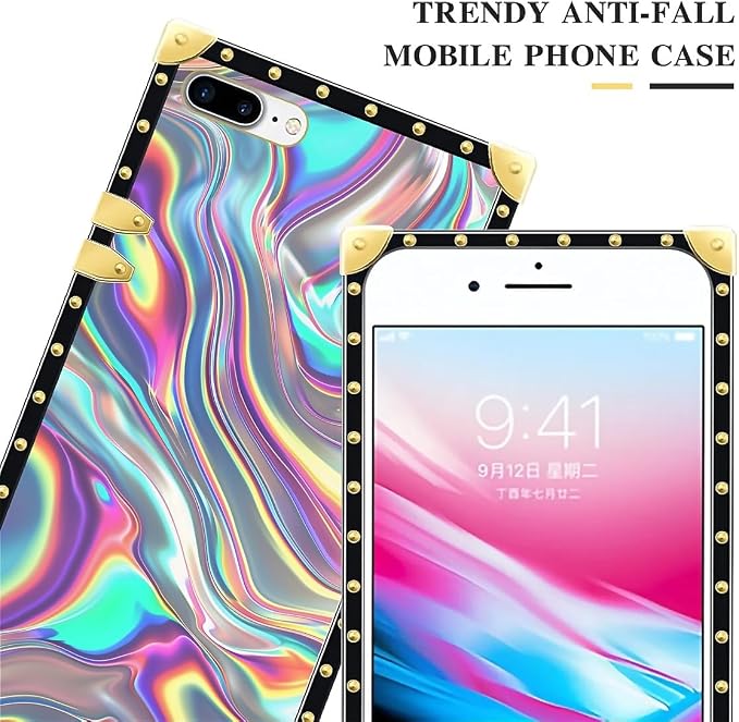 Compatible with iPhone 8 7 SE Case, Holographic Abstract Iridescent Textures - Image 4