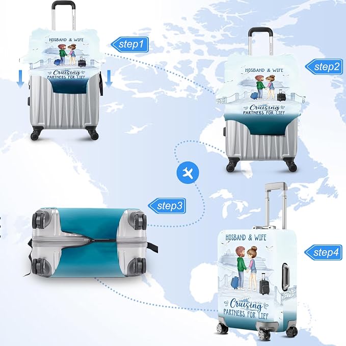 Valentine'S Day Couple Travel Luggage Cover -Stretchable Airplane Suitcase - Image 6