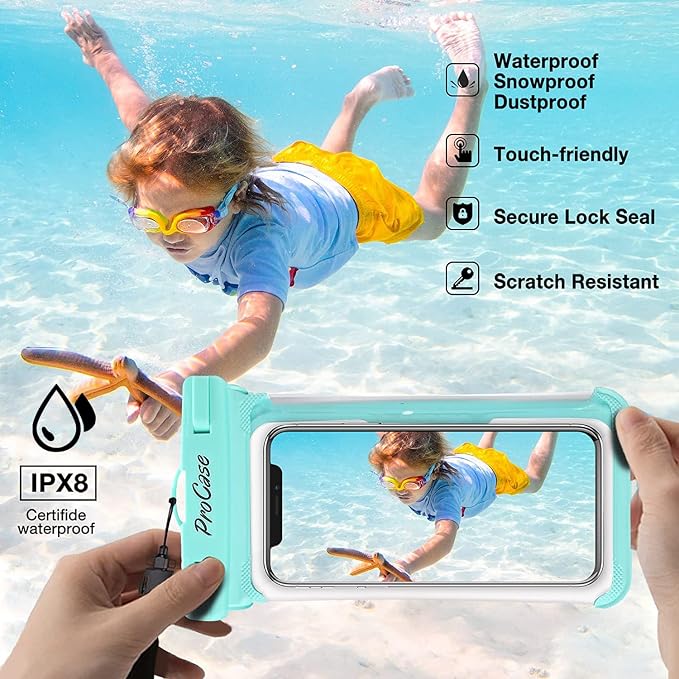 ProCase 2 Pack Waterproof Phone Pouch, Underwater Phone Case Up to 7", Dry Bag - Image 3
