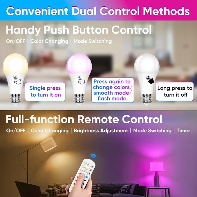 2-Pack A19 Rechargeable Light Bulbs - Image 6