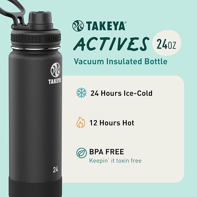 Takeya Actives Stainless Steel Water Bottle, Insulated Spout Lid, Keeps Drinks - Image 2